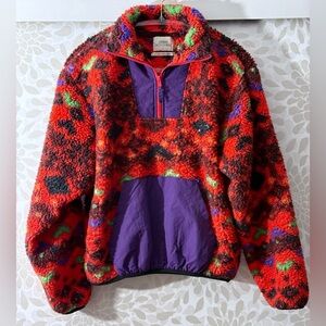 Urban Outfitters UO Women’s S Orange Purple Aztec Print Sherpa Pullover Jacket